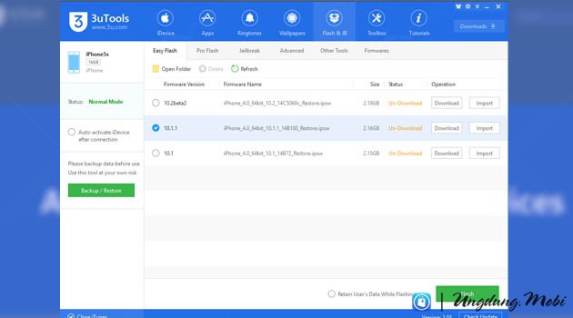 Flash & JailBreak là điểm đặc biệt nhất của công cụ 3uTools
