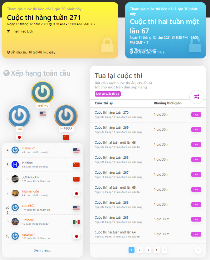 Cuộc thi trên ứng dụng tài khoản Leetcode premium